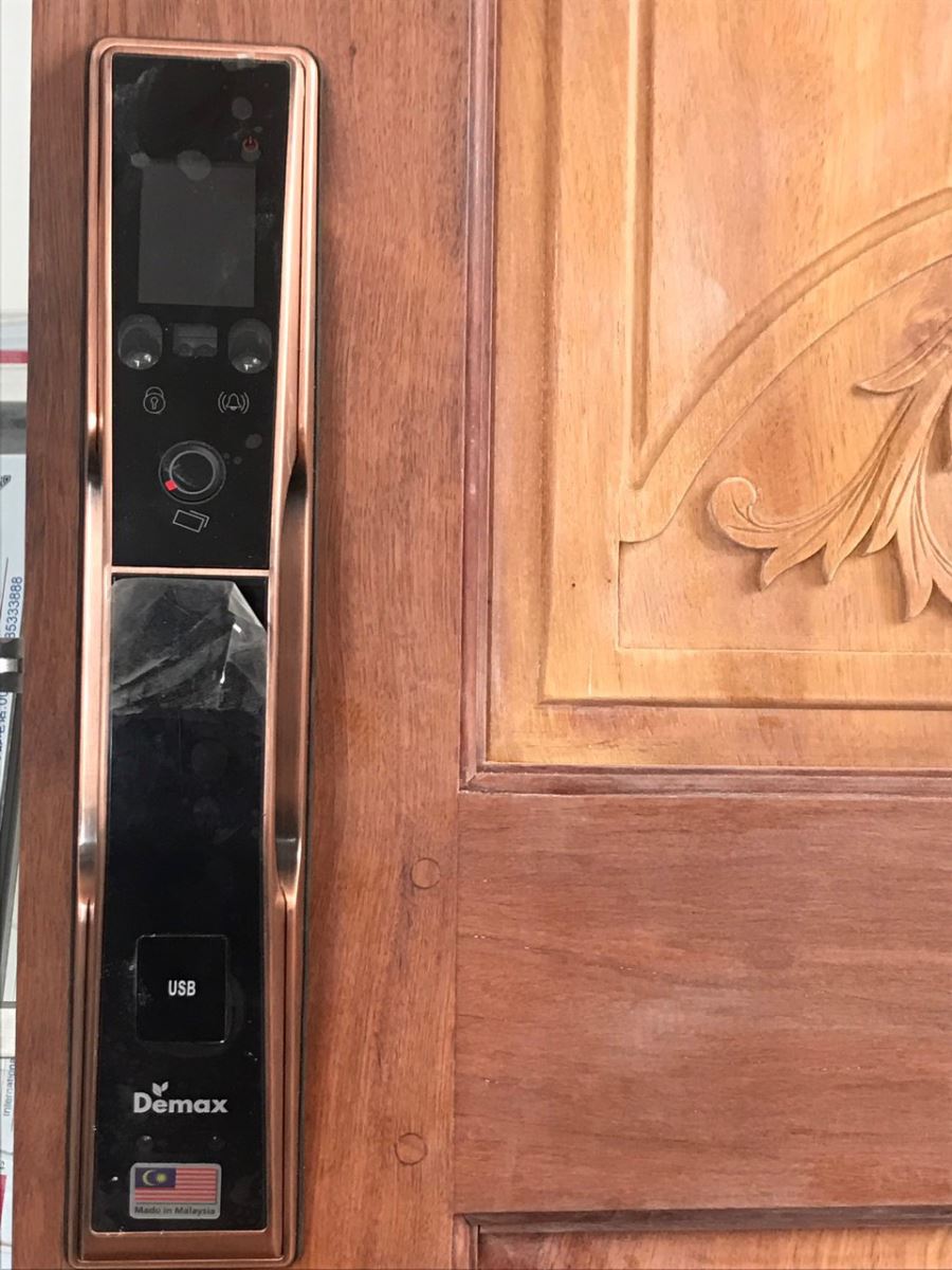 Khóa vân tay cửa gỗ Demax SL668_màu đồng-1