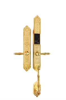 Khóa cửa đại sảnh tân cổ điển Demax SL838 Gold mạ vàng 24k - App Wifi Của Đức