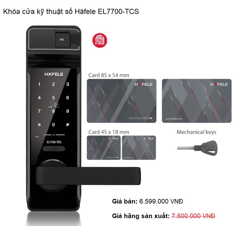 Khóa điện tử Hafele EL7700