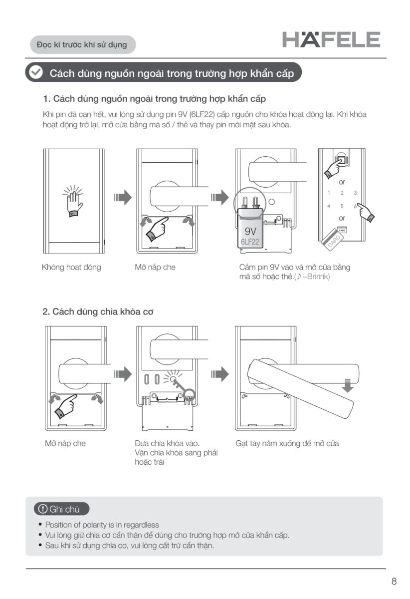 Khóa điện tử Hafele EL9000 - TCS-7 Khóa điện tử Hafele EL9000 - TCS-7