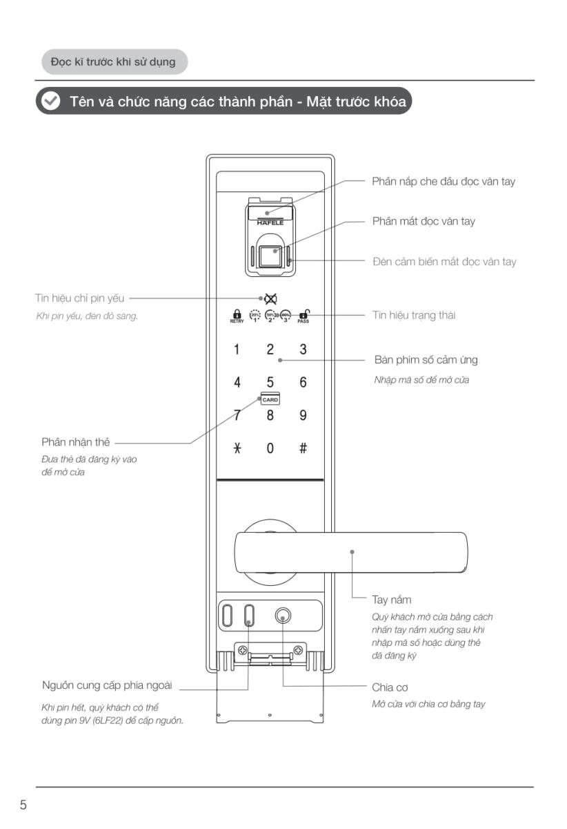 Khóa điện tử Hafele EL9000 - TCS-4 Khóa điện tử Hafele EL9000 - TCS-4