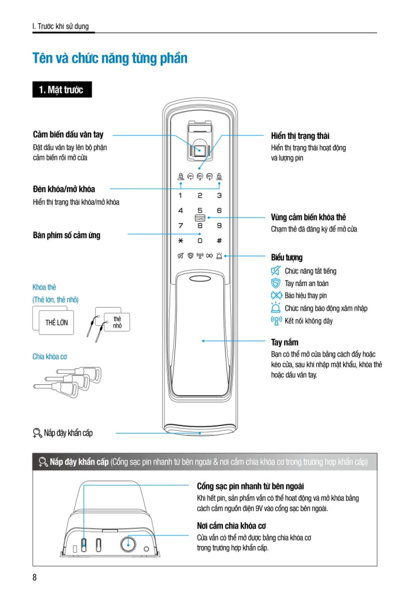 Khóa điện tử Hafele EL9500-TC-8