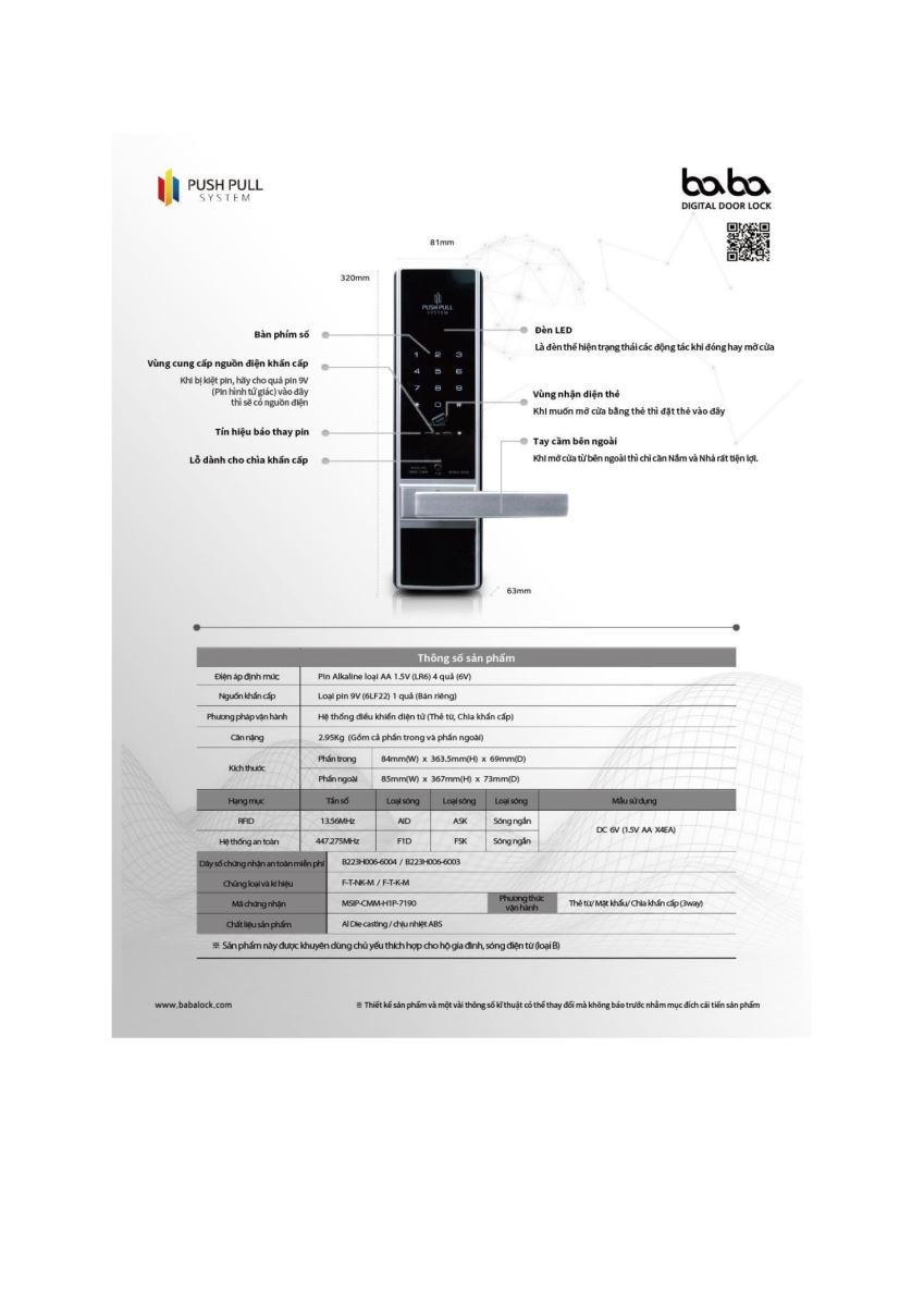 Khóa vân tay BABA 9200-2