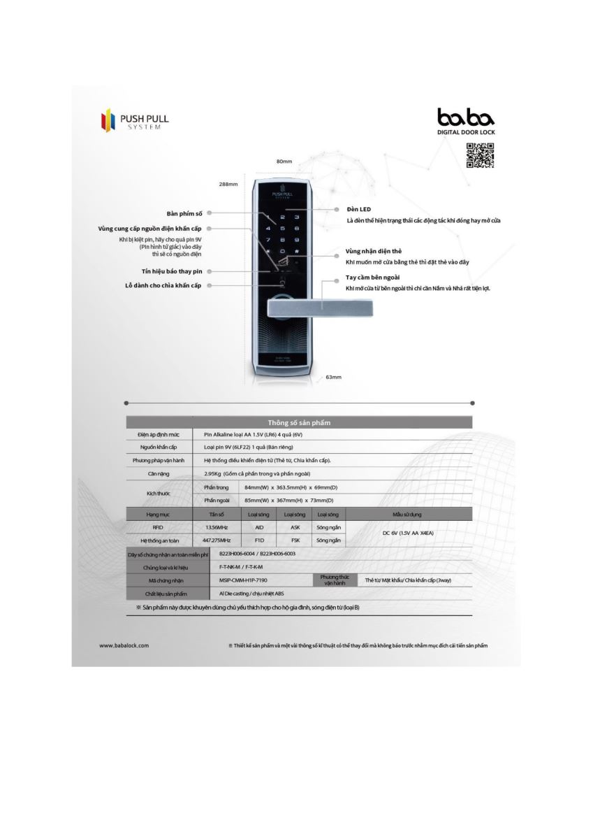 Khóa vân tay BABA 9300