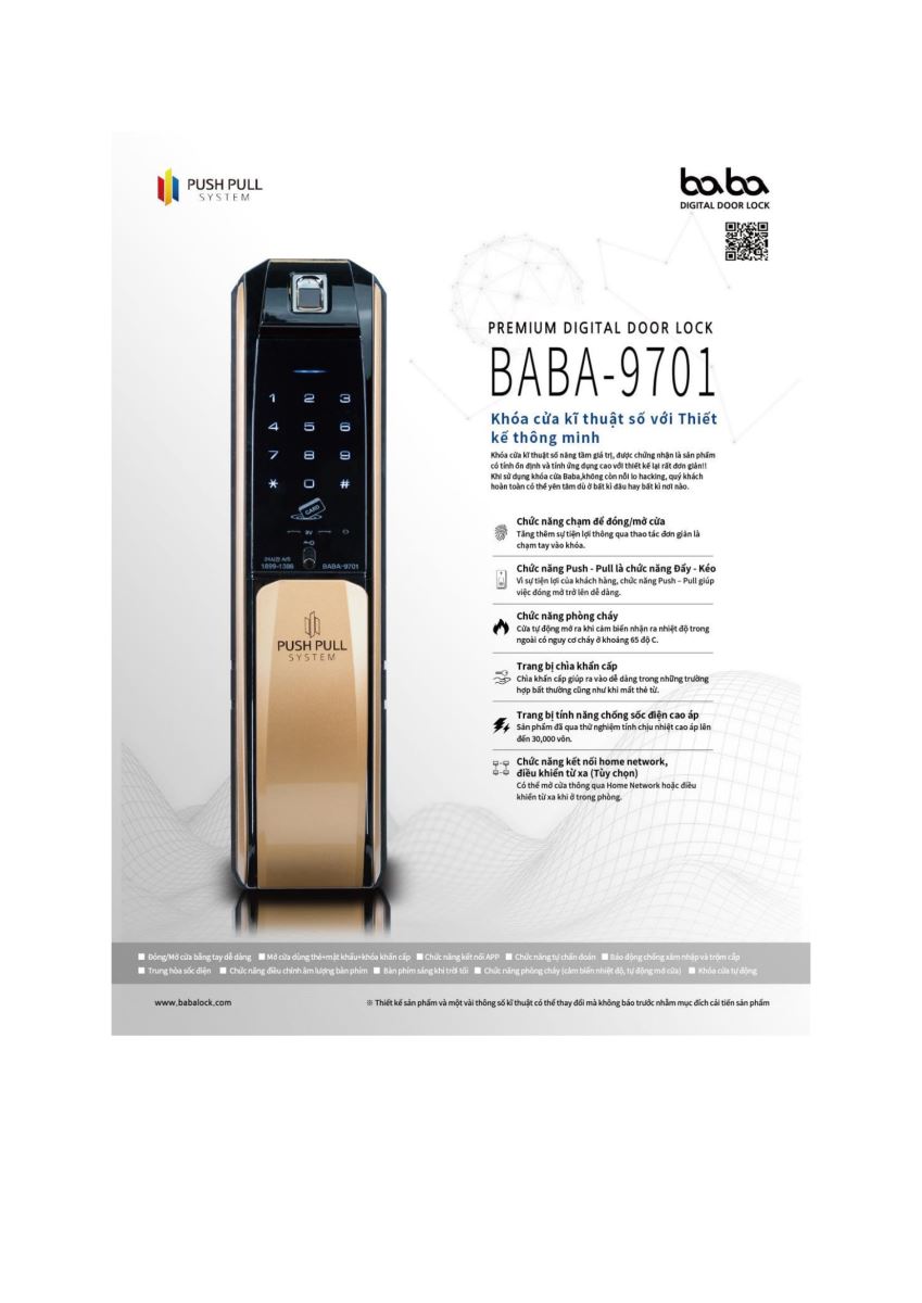 Khóa vân tay BABA 9701-1