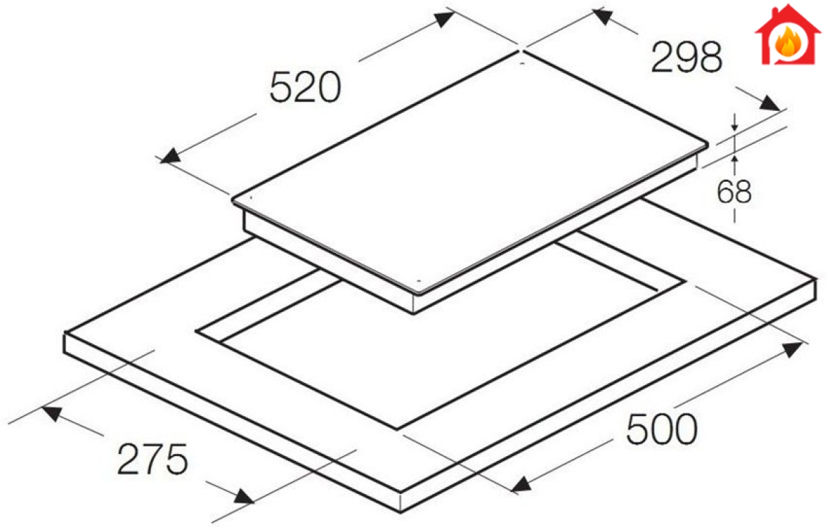 Kích thước của bếp hồng ngoại Domino Hafele HC-R302A 536.01.620