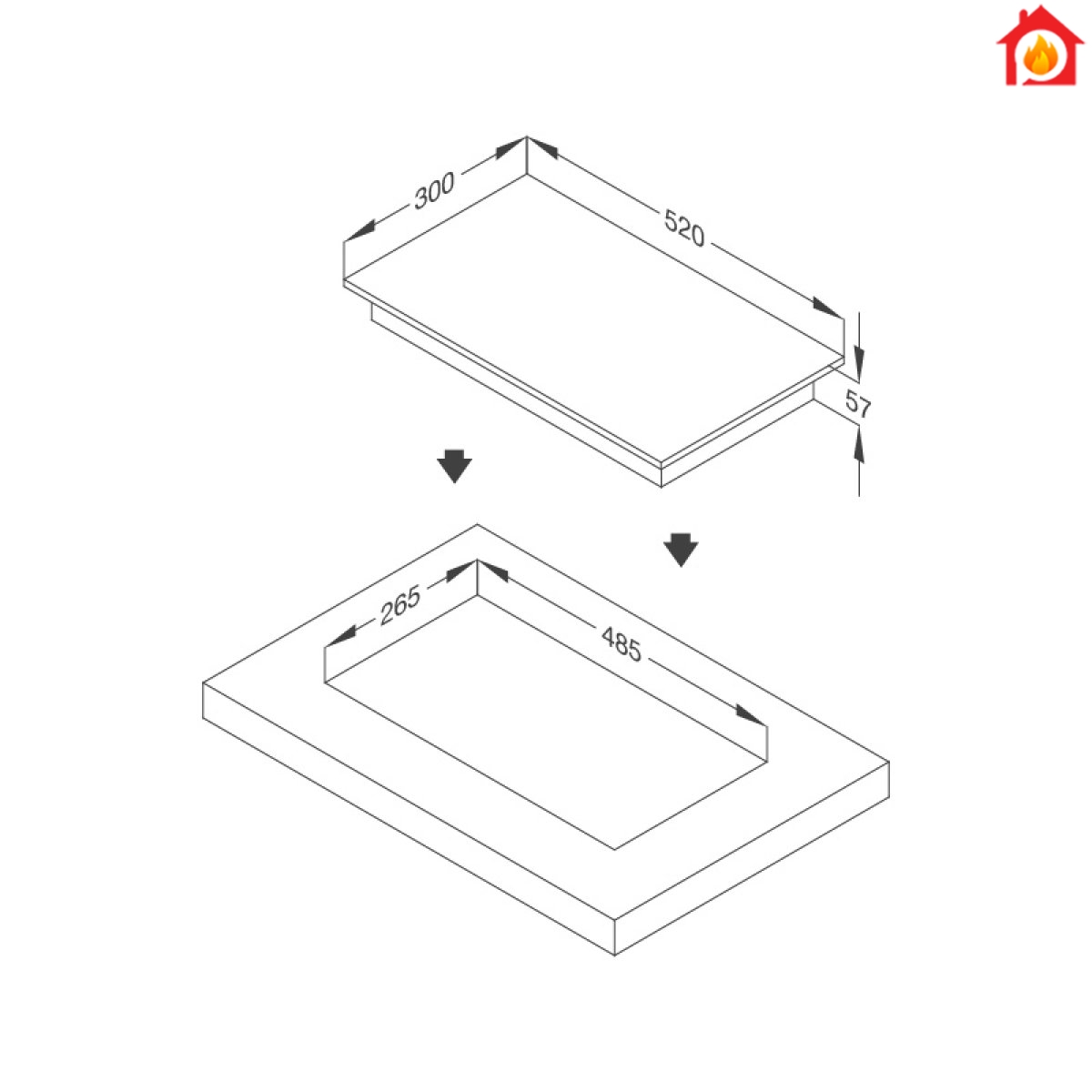 Báº¿p kÃ­nh Ã¢m 2 Äiá»n dáº¡ng domino MÃ£ sá» : MDH-02R