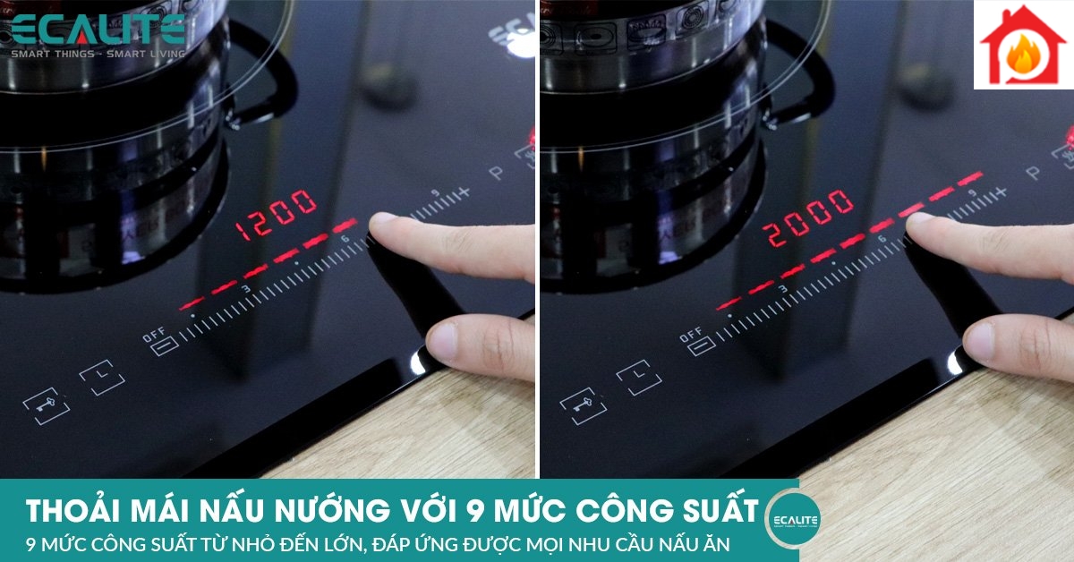 Bếp điện từ kết hợp EL-MK2688IR vận hành với 9 mức công suất từ nhỏ đến lớn