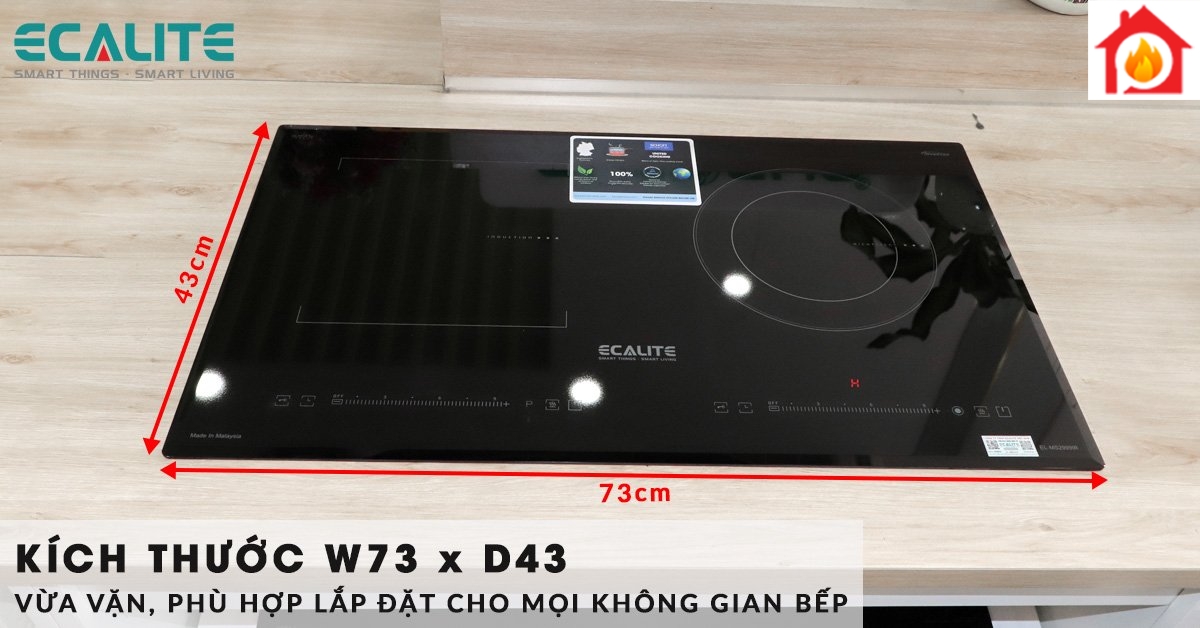 Bếp điện từ EL-MS2999IR có kích thước vừa vặn