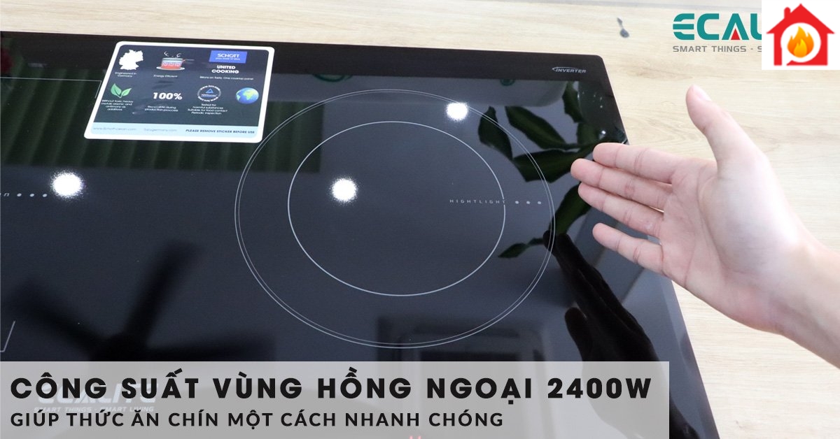 Vùng hồng ngoại của bếp EL-MS2999IR có công suất 2400W
