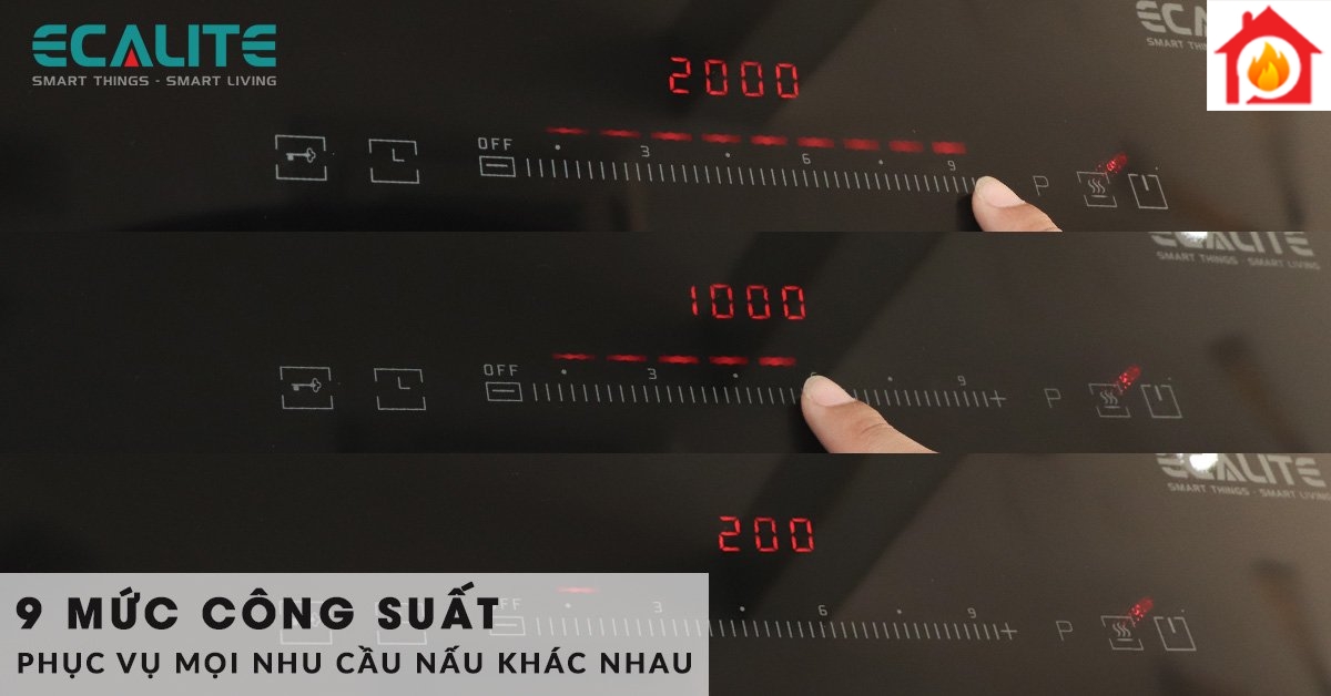 Bếp 1 điện 1 từ Ecalite EL-MS2999IR có 9 mức công suất