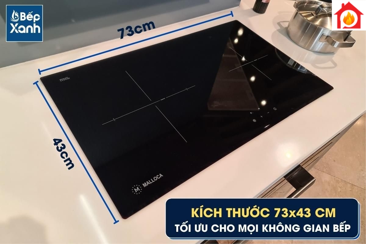 Bếp hồng ngoại Malloca MR 732 kích thước 73x43 cm