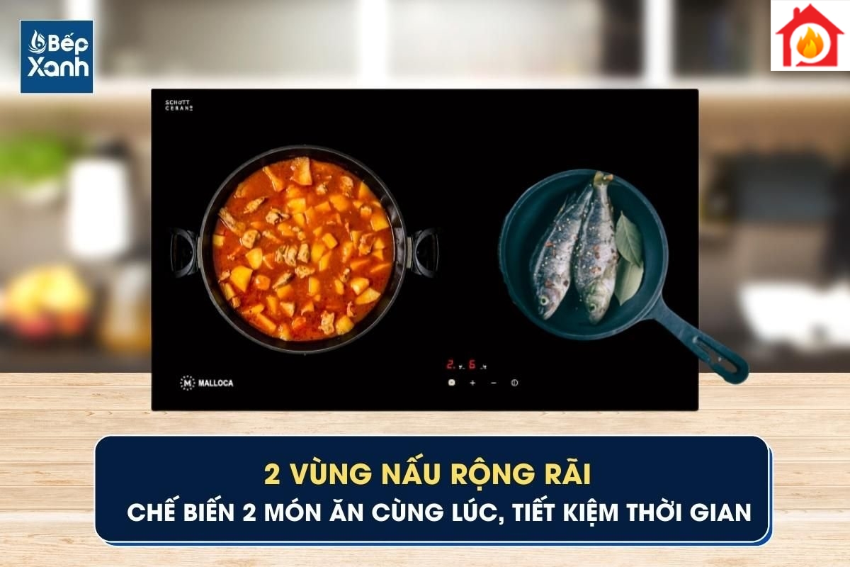 Bếp điện Malloca MR-732 với 2 vùng nấu