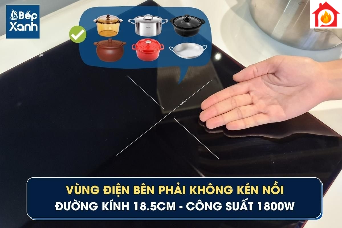 Vùng bên phải công suất 1800W