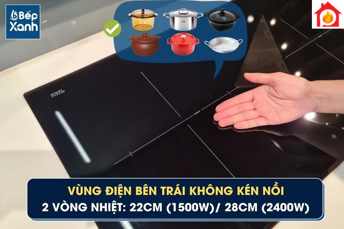 Vùng bên trái công suấ t tối đa 2400W