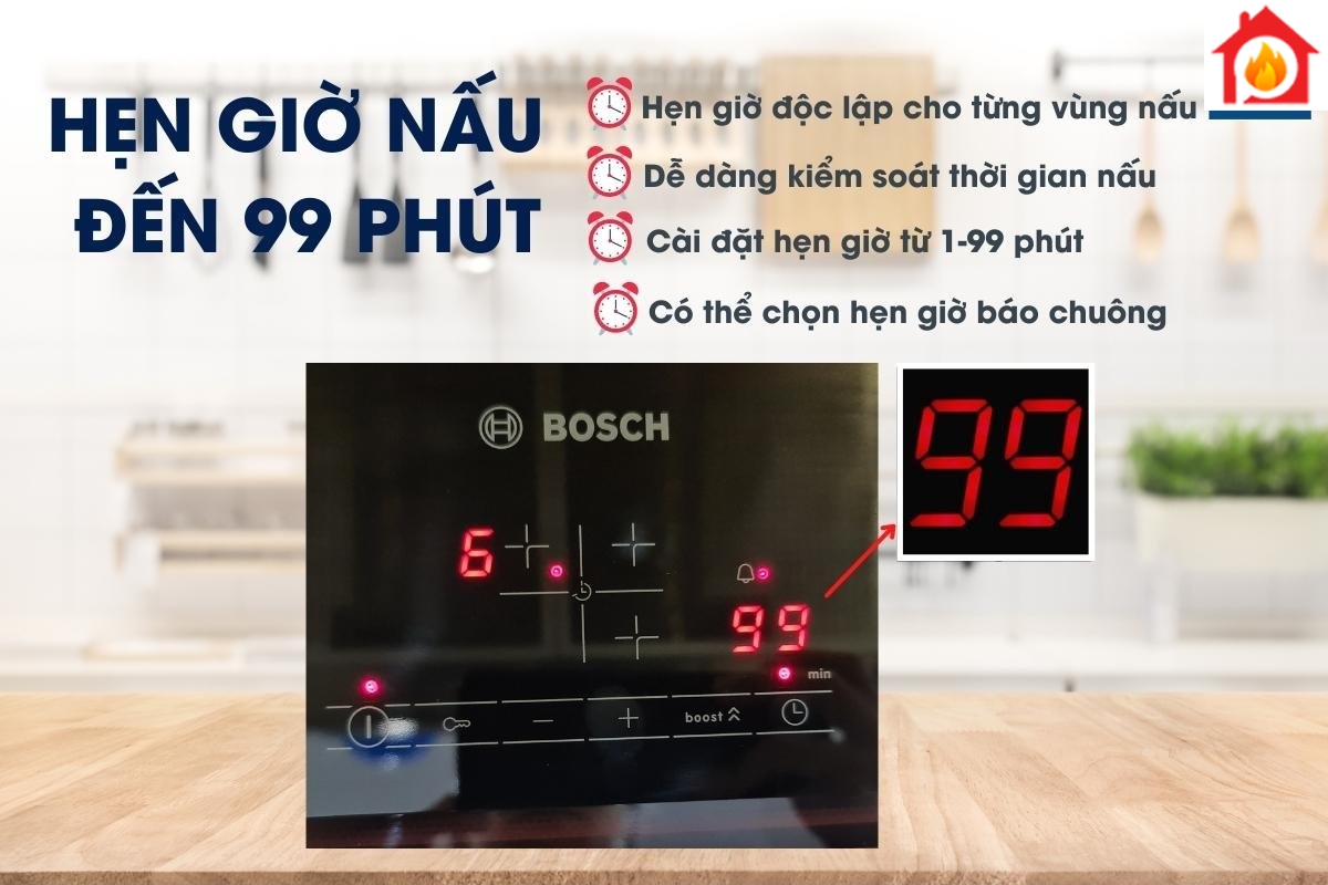 Chức năng hẹn giờ bếp Bosch 3 từ
