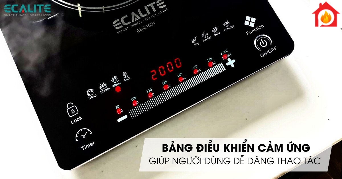 Bảng điều khiển cảm ứng của bếp từ đơn Ecalite ES-L1001