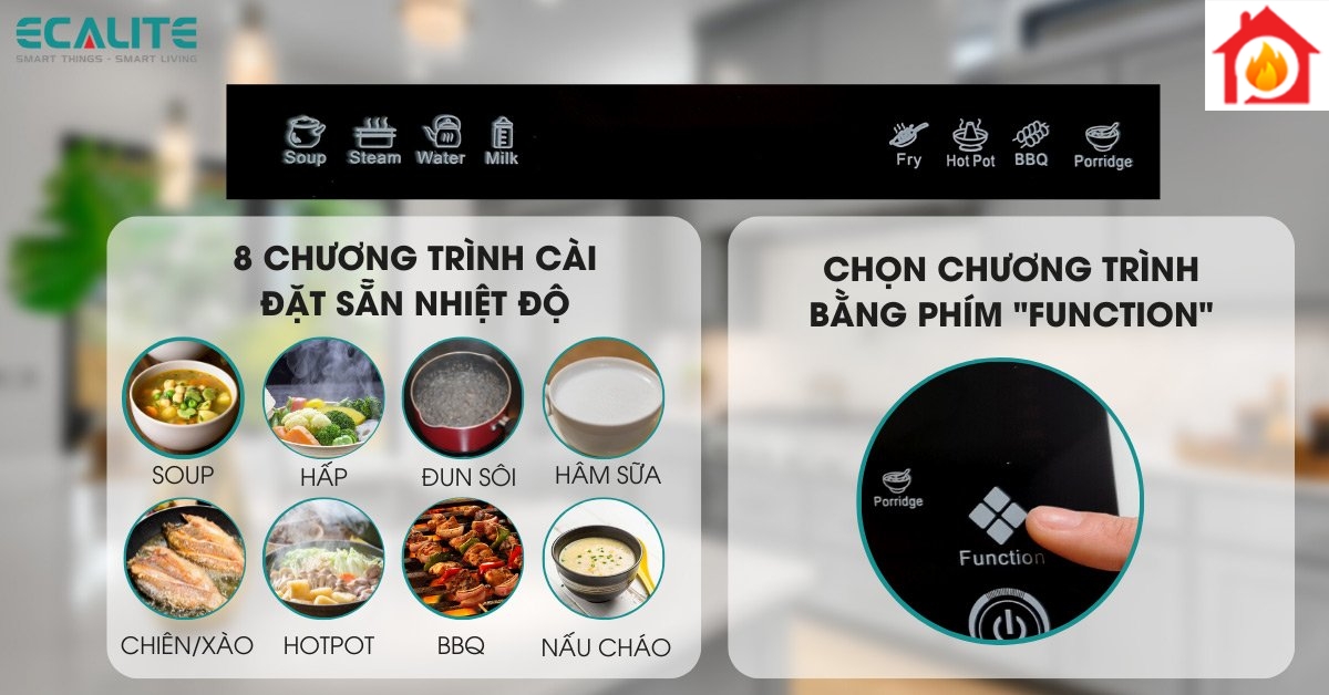 8 chương trình nấu tiện lợi của bếp từ đơn ES-L1001