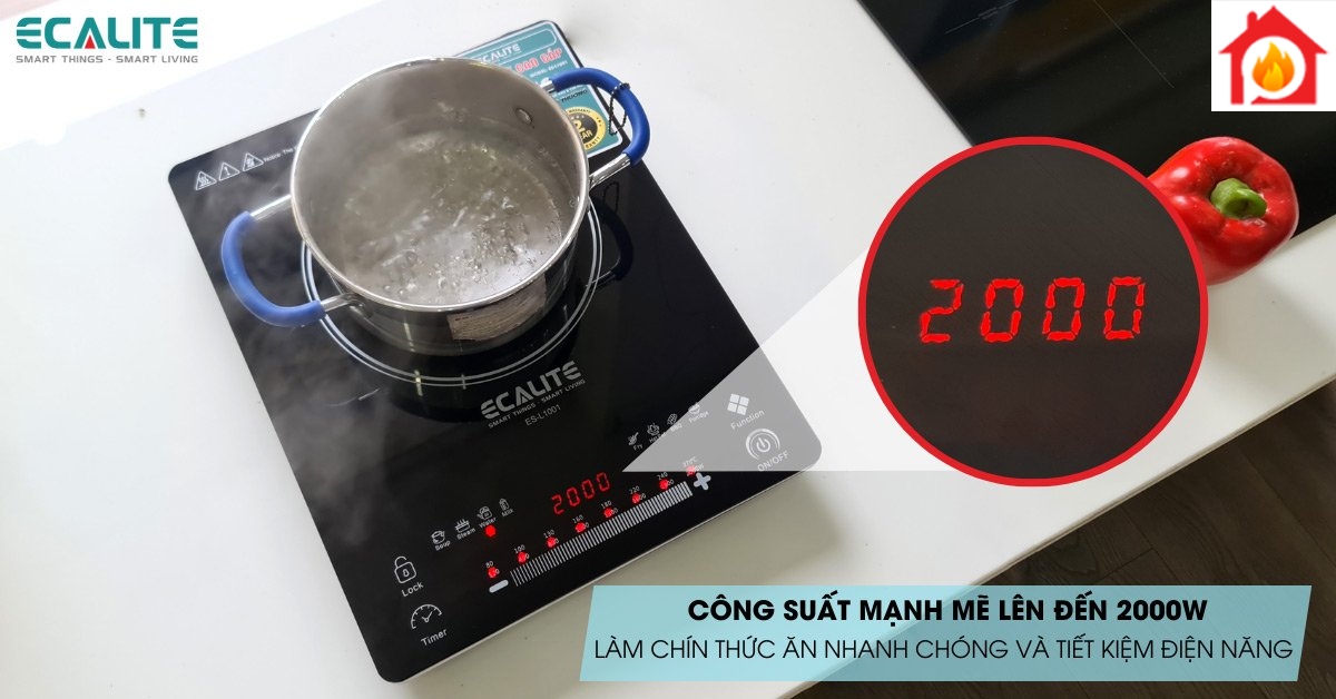 Công suất mạnh mẽ của bếp từ đơn Ecalite ES-L1001