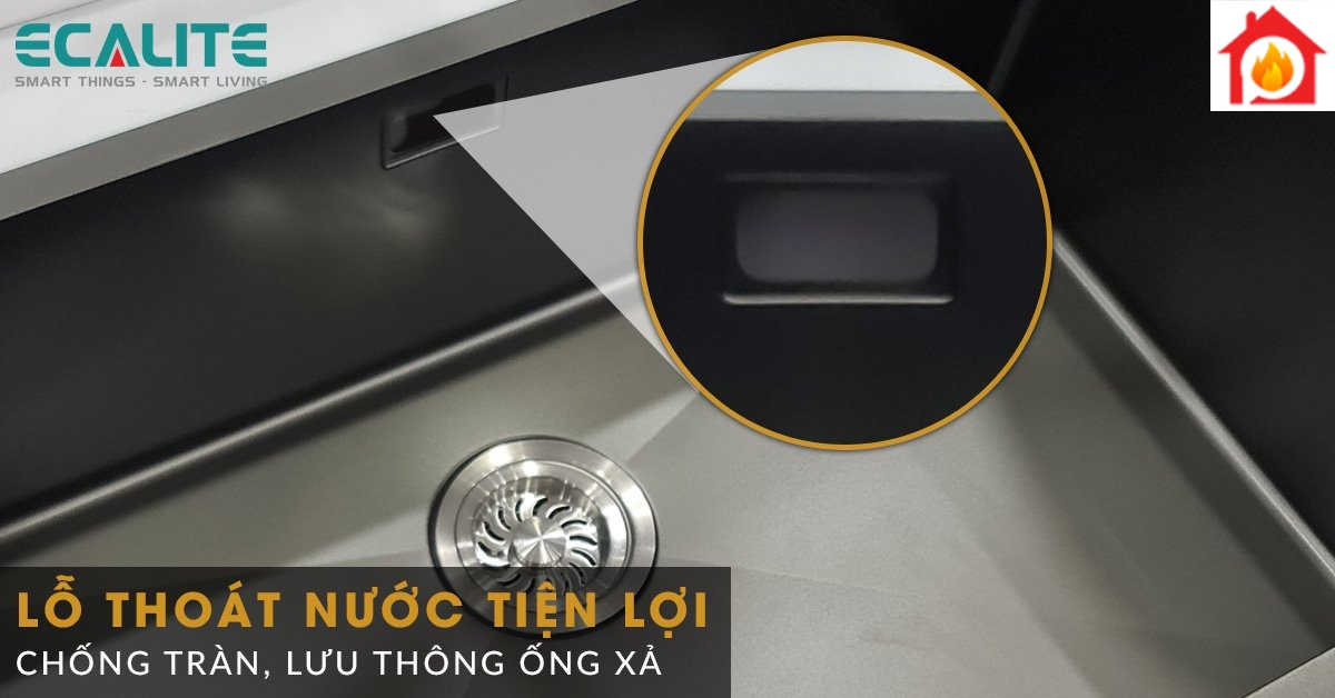 Chậu rửa bát ESD-7845HB có lỗ thoát nước tiện lợi