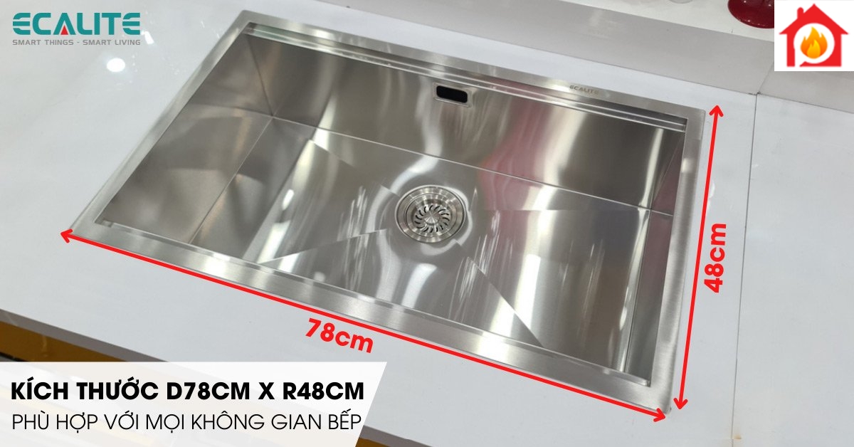 Kích thước rộng rãi của chậu rửa chén ESD-7848HS