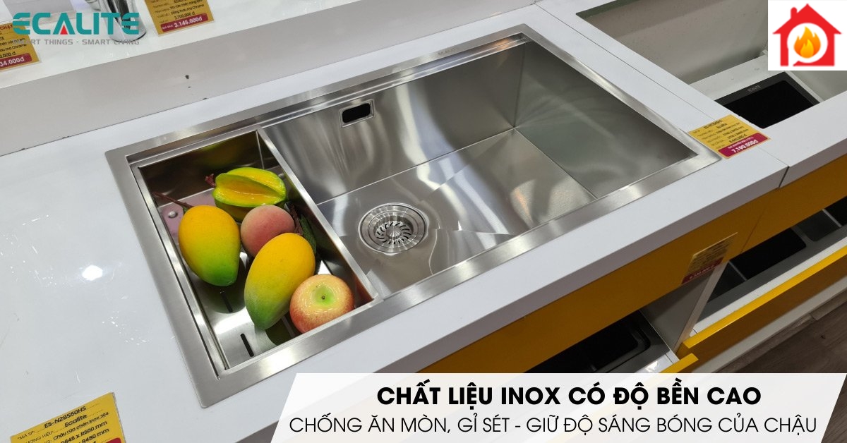 Chất liệu Inox 304 của chậu rửa chén Ecalite ESD-7848HS