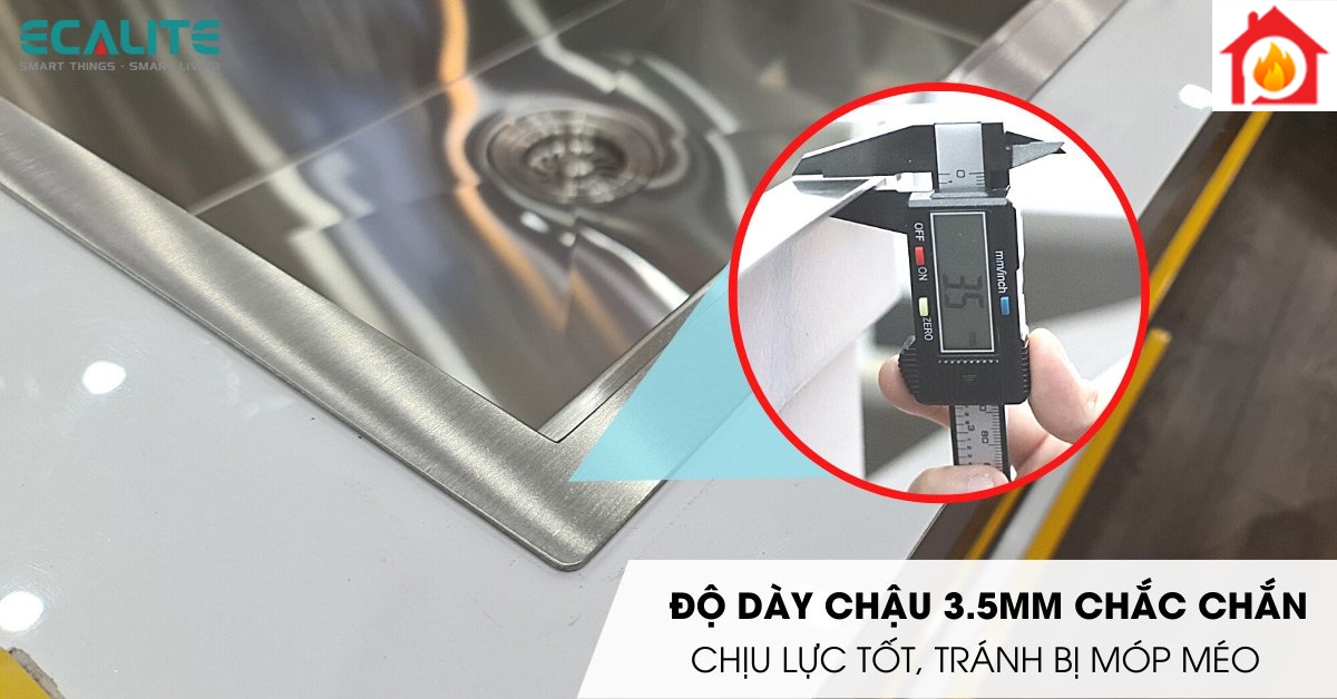 Độ dày thành chậu của chậu rửa chén ESD-7848HS