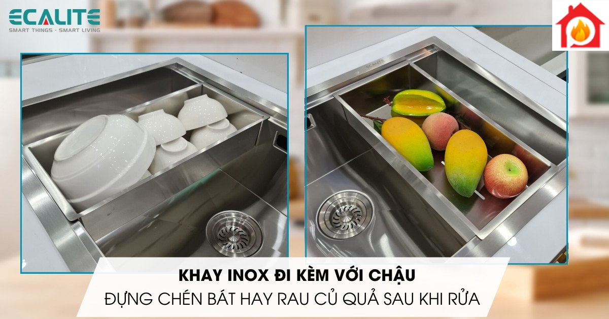Khay đựng đồ dùng tiện lợi của chậu rửa chén Ecalite ESD-7848HS