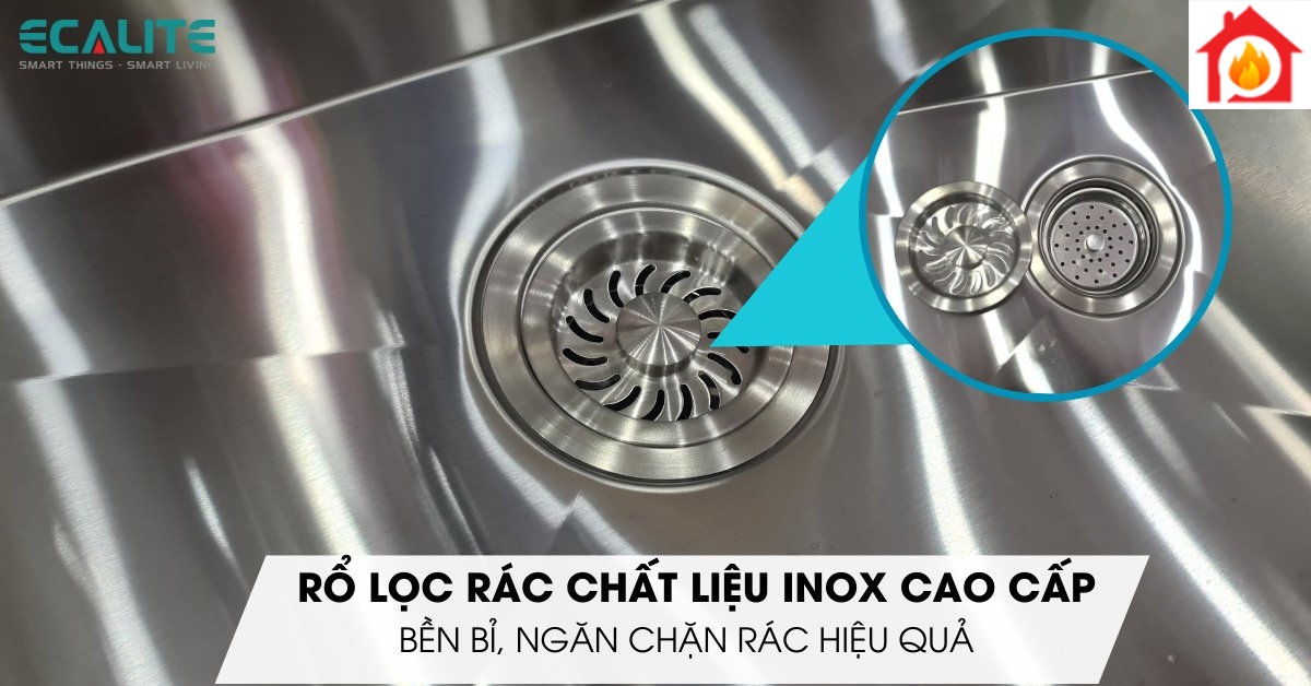 Rổ lọc rác chống tắc nước của chậu rửa chén Ecalite ESD-7848HS