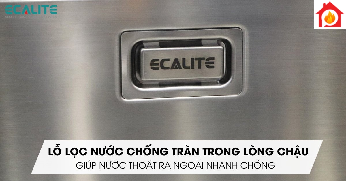 Lỗ lọc nước chống tràn của chậu rửa chén Ecalite ESD-7848HS