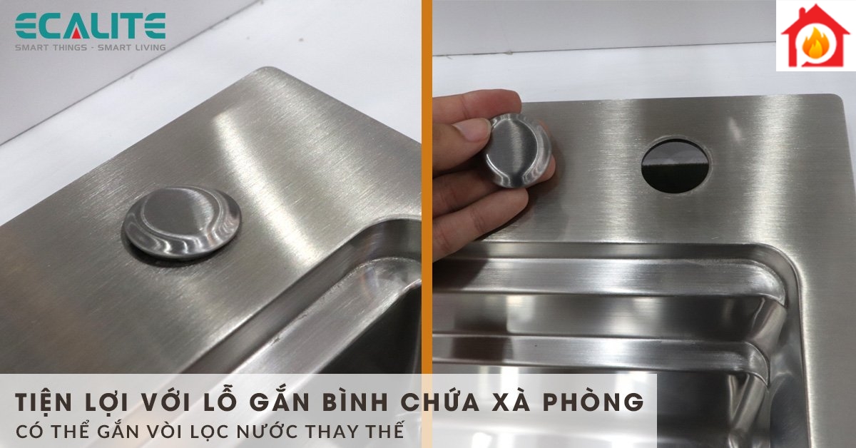 ESD-8250HS có thiết kế lỗ gắn bình chứa xà phòng