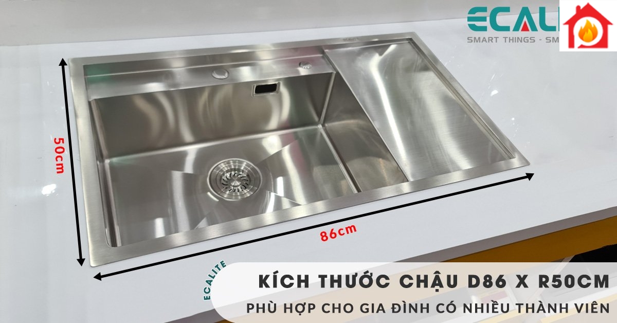 Chậu rửa chén 1 hố ESD-8650HS có kích thước rộng rãi