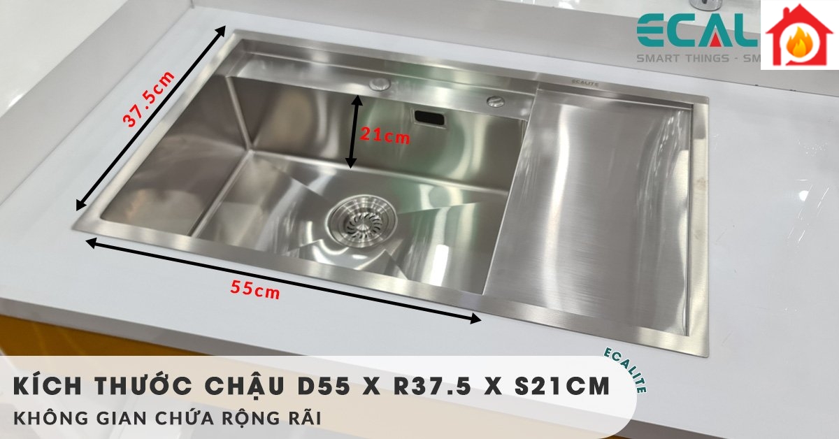 Lòng chậu của ESD-8650HS rộng rãi, thoải mái chứa nhiều vật dụng với kích cỡ khác nhau