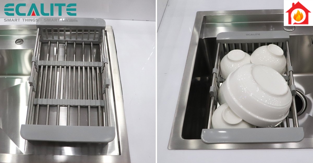 Đi kèm với chậu rửa ESD-8650HS là rổ trượt đa năng