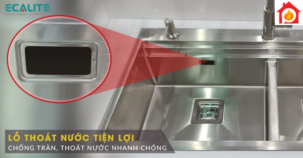 Chậu rửa ES-N28550HS có lỗ thoát nước tiện lợi
