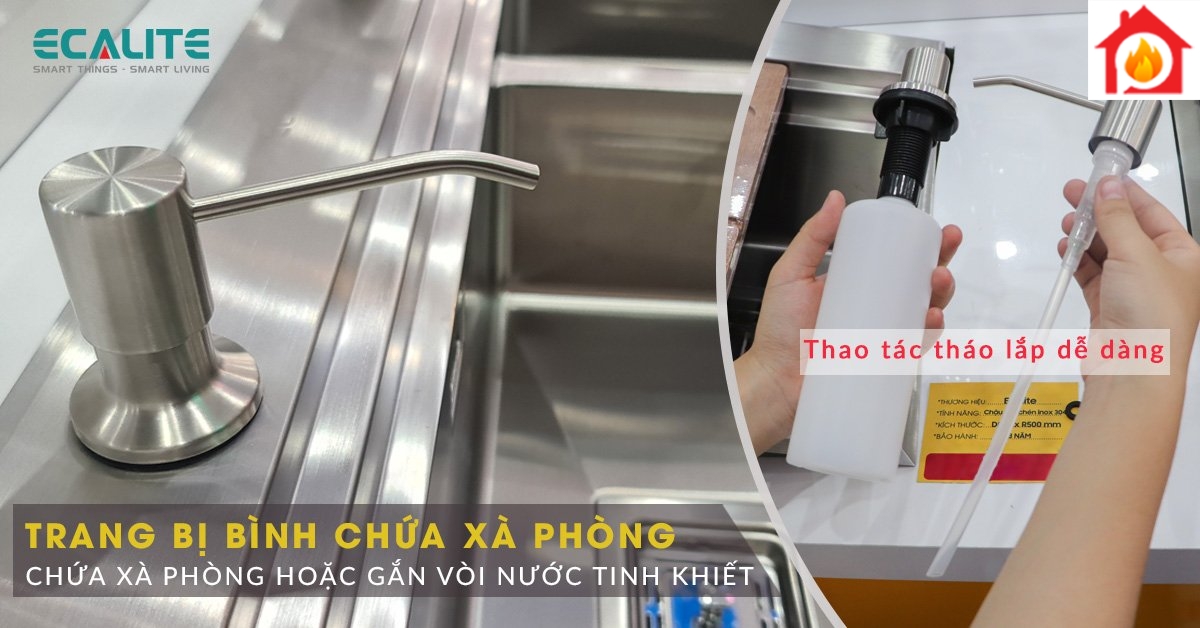 Chậu rửa ES-N28550HS đươc trang bị thêm bình chứa xà phòng