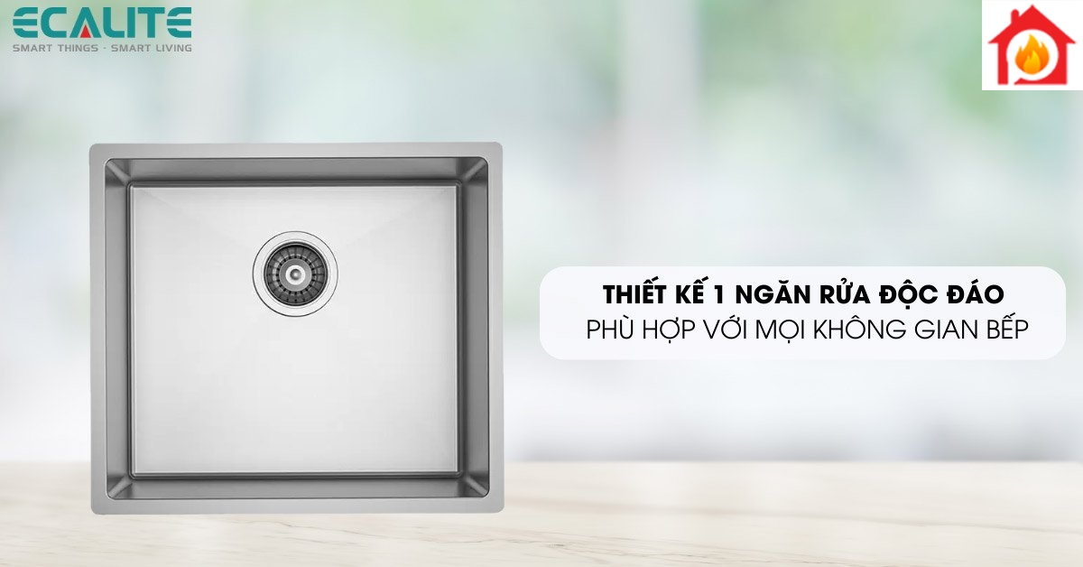 Chậu rửa chén Ecalite ESL-5843DL thiết kế hiện đại, nhỏ gọn