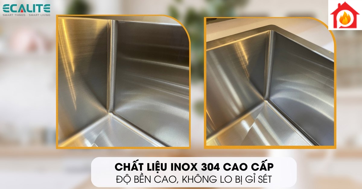 Chậu rửa chén Ecalite ESL-5843DL chất liệu Inox 304 cao cấp