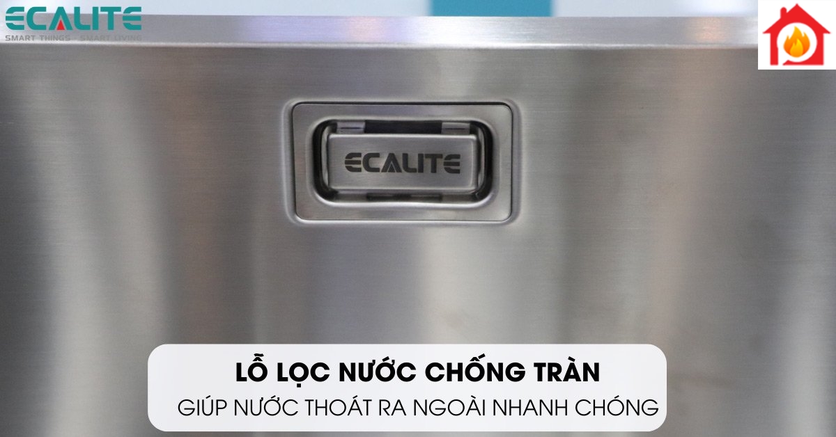 Lỗ thoát nước chống tràn của chậu rửa chén Ecalite ESD-11650HS