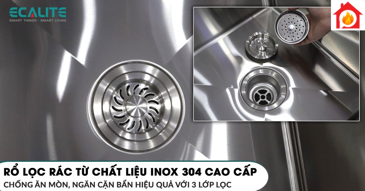 ESD-5843HS có rổ lọc rác làm từ inox 304 bền bỉ