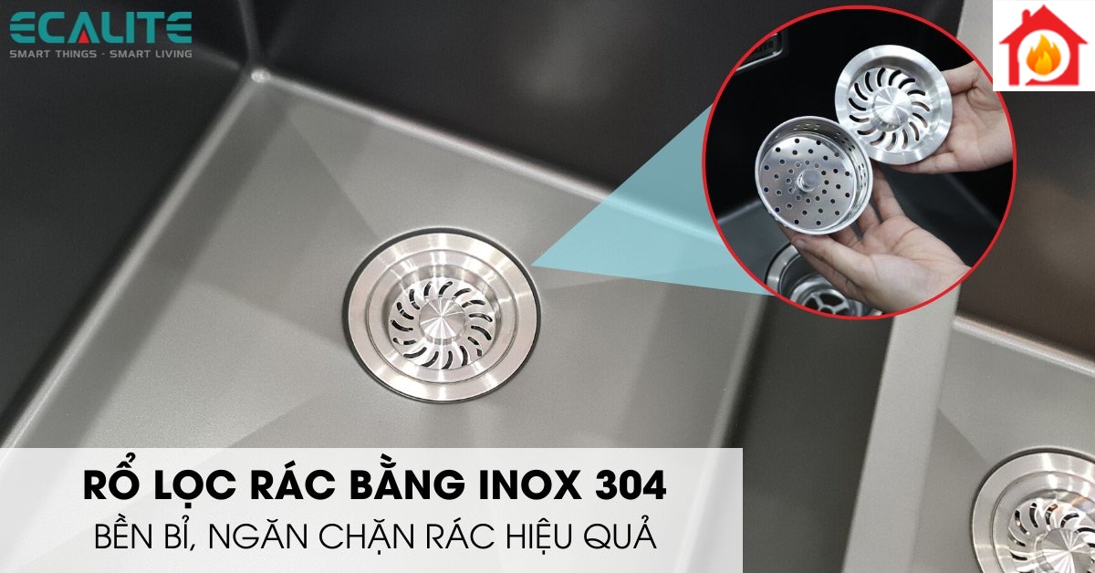 Rổ lọc rác chống tắc nước của chậu rửa chén Ecalite ESD-8046HB