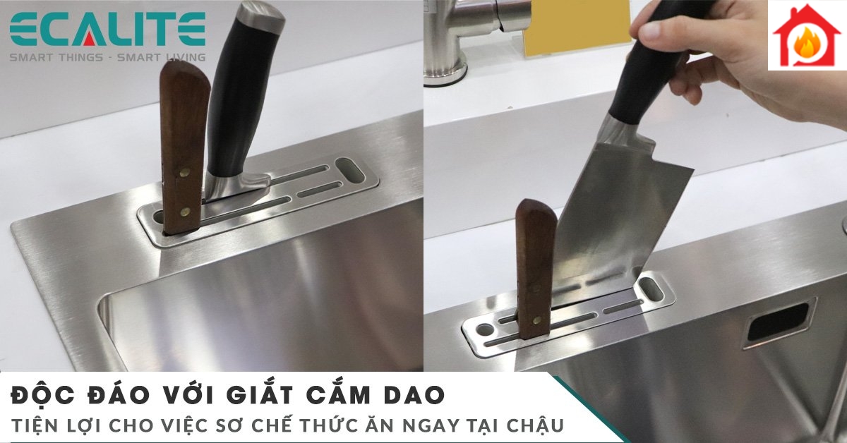 Trang bị giắt cắm dao có thể chế biến thức ăn ngay tại chậu