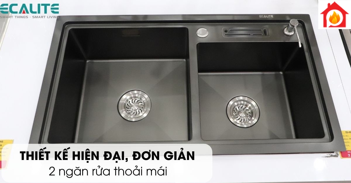 Thiết kế hiện đại của chậu rửa chén Ecalite ESD-8245HB