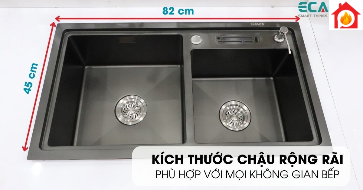 Kích thước rộng rãi của chậu rửa chén ESD-8245HB
