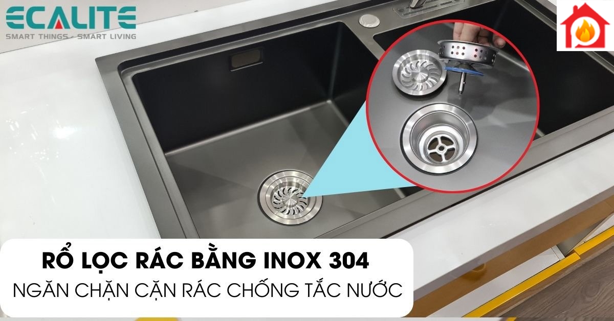 Rổ lọc rác chống tắc nước của chậu rửa chén Ecalite ESD-8245HB