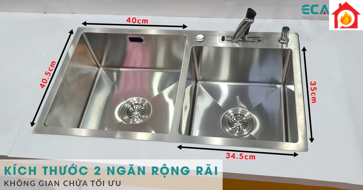 Chậu rửa ESD-8245HC có kích thước 2 ngăn rộng rãi