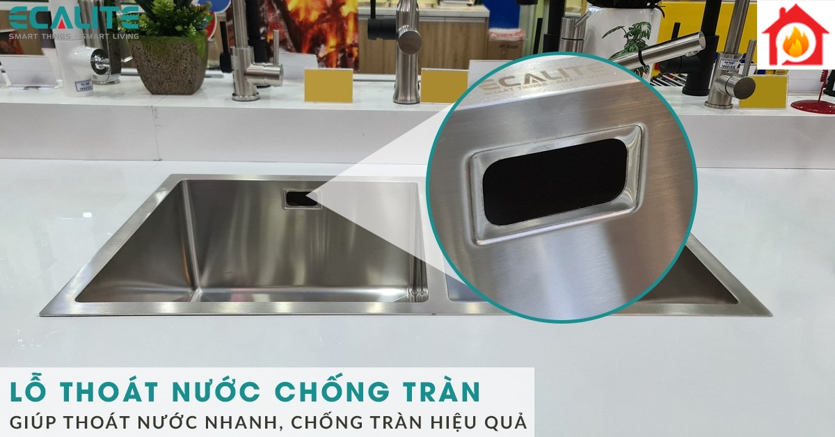 Sản phẩm có thiết kế lỗ thoát nước chống tràn hiệu quả
