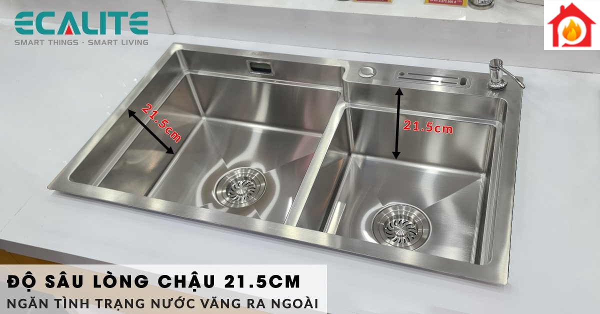 Độ sâu lòng chậu ESD-8248HS chống văng nước ra ngoài