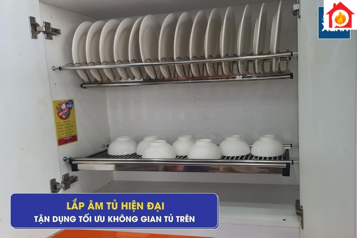 Giá bát cố định lắp âm tủ cực đẹp