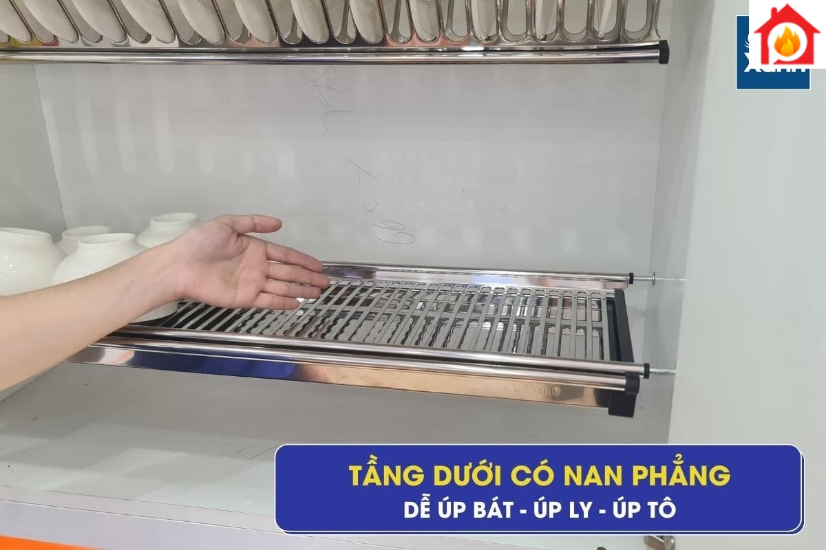 Tầng dưới lý tưởng để úp bát, ly cốc
